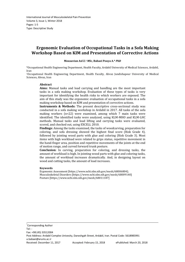 workshop based on kim and presentation of corrective