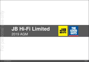 JB Hi-Fi Limited  2019 AGM  24 OCTOBER 2019  PAGE 1  Agenda  For personal use only  1. Chairmans