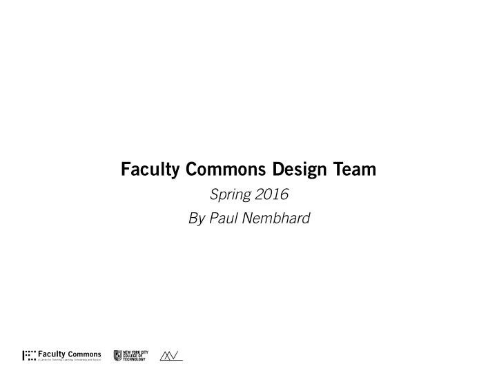 faculty commons design team