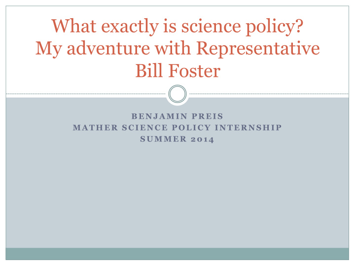 what exactly is science policy my adventure with