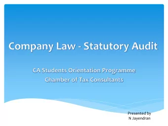 Presented by  N Jayendran  AGENDA  Regulatory Framework for Financial  Statements