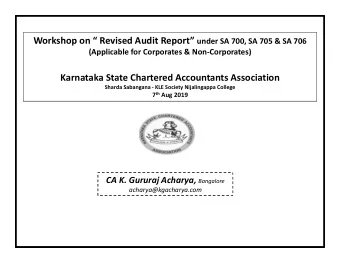Karnataka State Chartered Accountants Association  Sharda Sabangana - KLE Society Nijalingappa