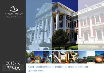 PFMA  Audit outcomes of national and provincial  government  2015-16  PFMA  Reputation promise  The