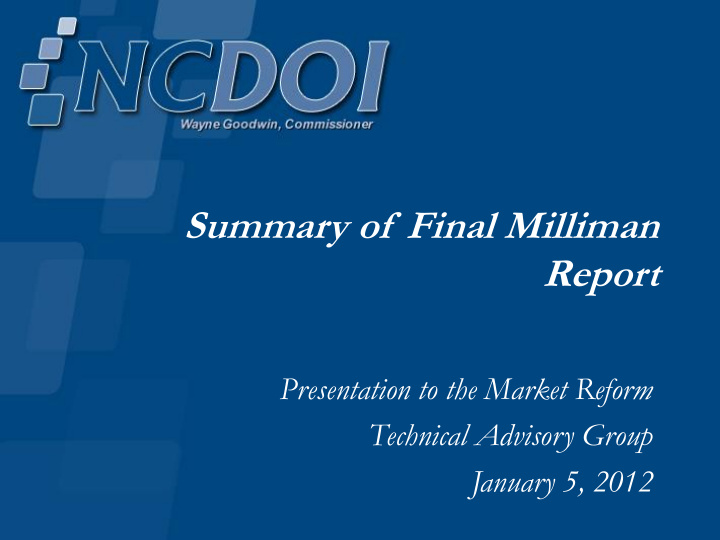 summary of final milliman report