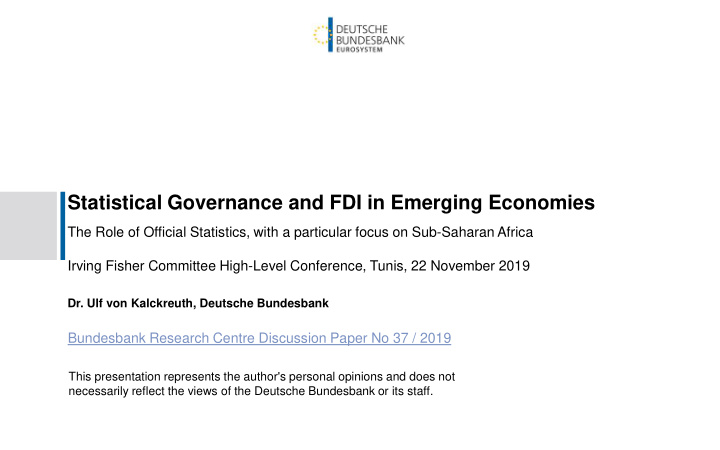 statistical governance and fdi in emerging economies