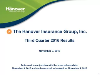 November 3, 2016  To be read in conjunction with the press release dated  November 3, 2016 and