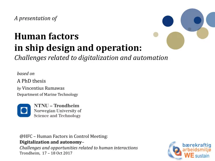 human factors in ship design and operation