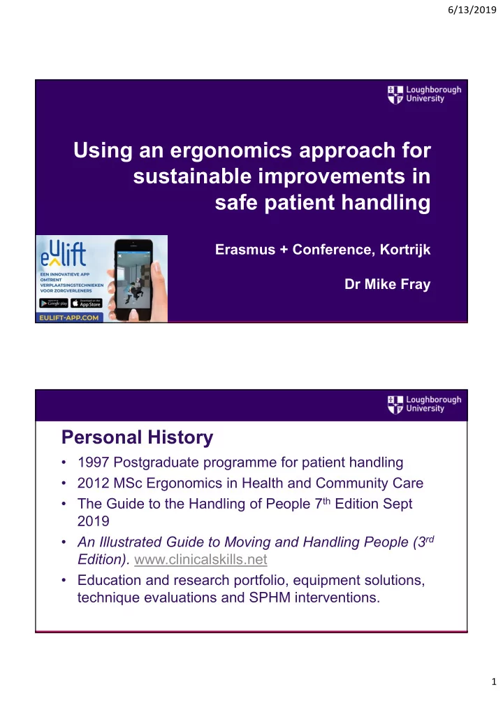 using an ergonomics approach for sustainable improvements