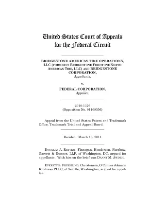 United States Court of Appeals  for the Federal Circuit  __________________________  BRIDGESTONE