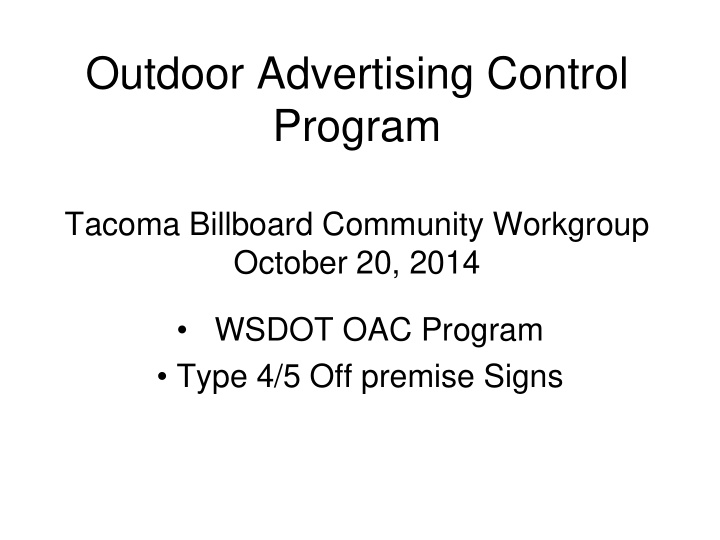 outdoor advertising control program