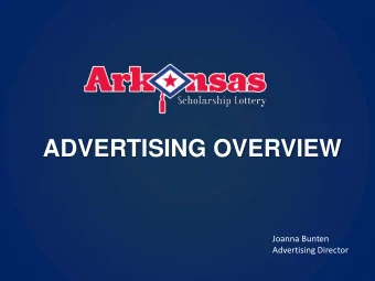 ADVERTISING OVERVIEW  Joanna Bunten  Advertising Director  TEAM  Advertising  The  Director