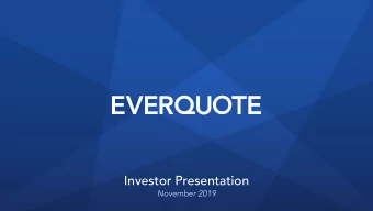 Investor Presentation  November 2019  Disclaimer  This presentation contains forward-looking