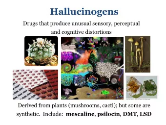 Hallucinogens  Drugs that produce unusual sensory, perceptual  and cognitive distortions  Derived