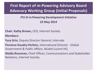 First Report of m-Powering Advisory Board  Advocacy Working Group (Initial Proposals) ITU-D