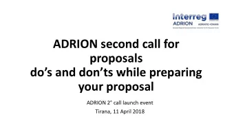 proposals  dos and donts while preparing  your proposal  ADRION 2 call launch event