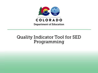 Emotional Disability (SED) programming  Current implementation efforts focused on capacity