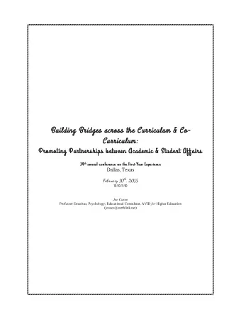 Bu  Building Br  Bridges acro  cross th  ss the C  e Curri  urriculum  culum &amp; Co  Co-  Cu