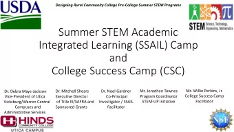 Integrated Learning (SSAIL) Camp  and  College Success Camp (CSC)  Mr. Willie Perkins, Jr.  Mr.