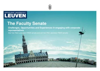 The Faculty Senate  Challenges, Opportunities and Experiences in engaging with corporate