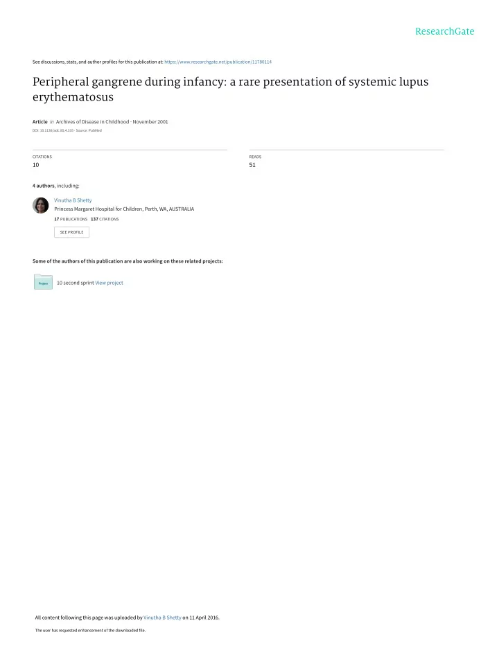 peripheral gangrene during infancy a rare presentation of