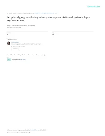 Peripheral gangrene during infancy: a rare presentation of systemic lupus  erythematosus Article in