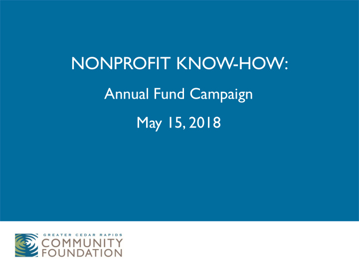 nonprofit know how