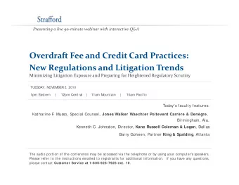 Overdraft Fee and Credit Card Practices: Overdraft Fee and Credit Card Practices: New Regulations