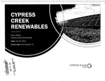0 CYPRESS SOM~  CONTENTS   Overview - Cypress Creek Renewables  The Texas Solar Market