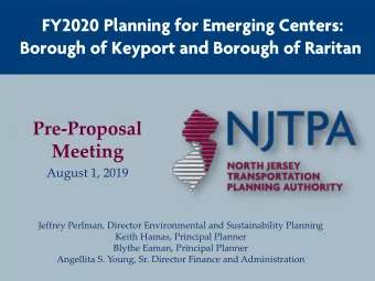 FY2020 Planning for Emerging Centers:  Borough of Keyport and Borough of Raritan  Pre-Proposal