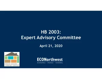 HB 2003:  Expert Advisory Committee  April 21, 2020  Introductions and Ground Rules