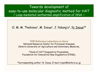 Towards development of  easy-to-use molecular diagnostic method for HAT  ~ Loop-mediated isothermal