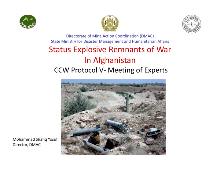 status explosive remnants of war in afghanistan