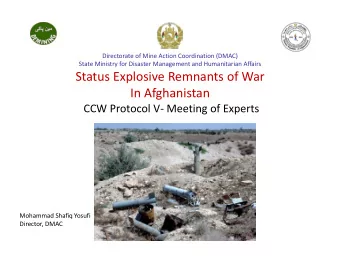 Status Explosive Remnants of War  In Afghanistan  CCW Protocol V- Meeting of Experts  Mohammad