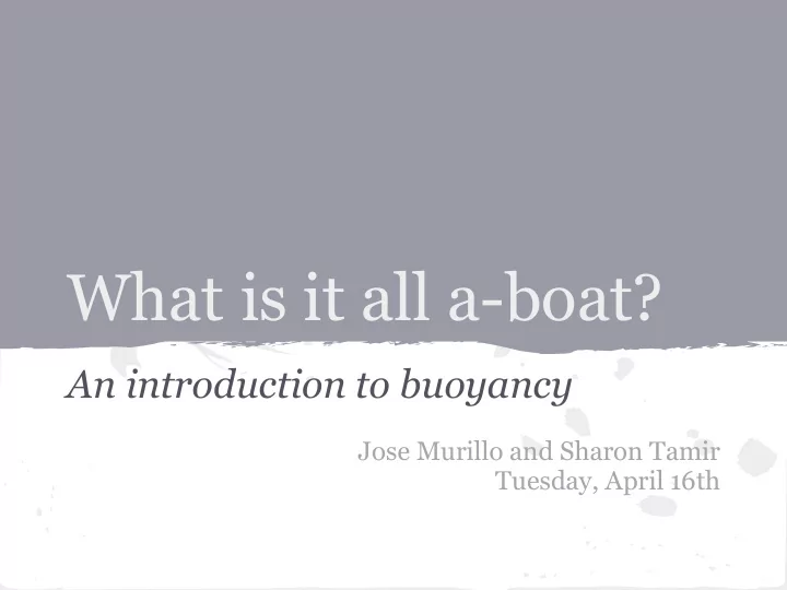 what is it all a boat
