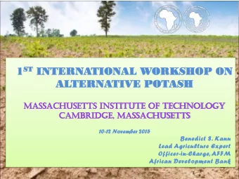 ST INTERN 1 ST  INTERNATIO  TIONAL  AL WORK  ORKSHO  SHOP  P ON  ON  ALTERN  AL  TERNATIVE  TIVE PO