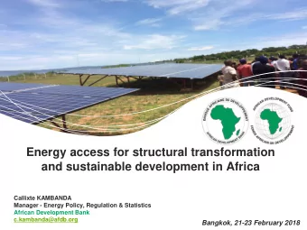 Energy access for structural transformation  and sustainable development in Africa  Callixte