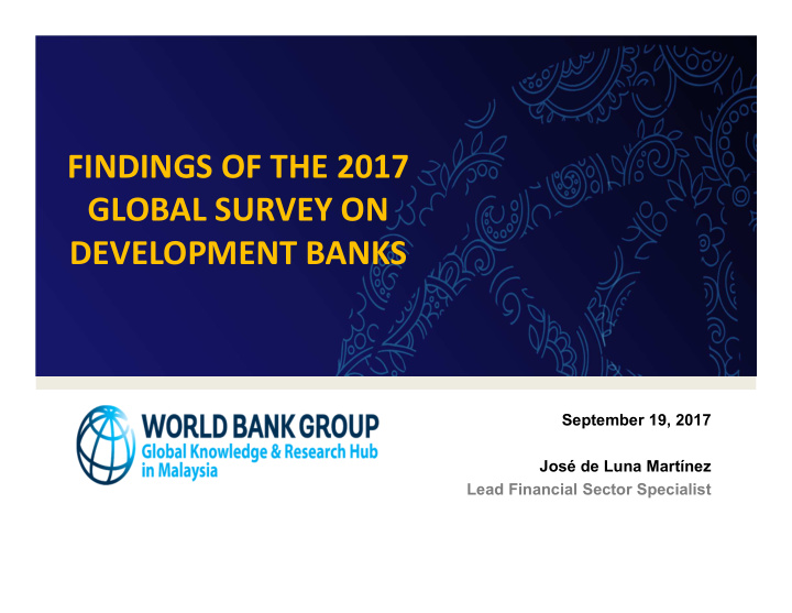 findings of the 2017 global survey on development banks