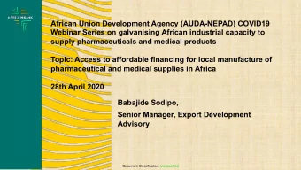 African Union Development Agency (AUDA-NEPAD) COVID19  Webinar Series on galvanising African