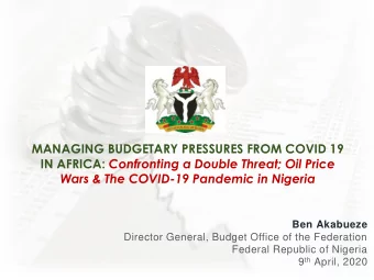 IN AFRICA: Confronting a Double Threat; Oil Price  Wars &amp; The COVID-19 Pandemic in Nigeria  Ben