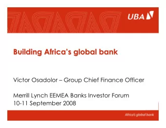 Building Africa  s global bank  s global bank  Building Africa  Victor Osadolor  Group