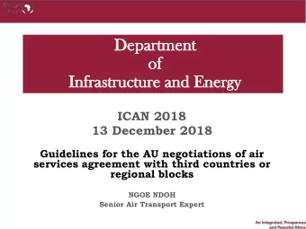 of  of  Inf  nfrastructu  astructure  re an  and En  d Ener  ergy  gy  ICAN 2018  13 December 2018