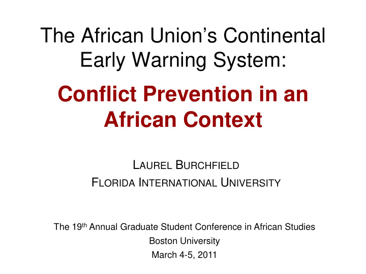 conflict prevention in an african context