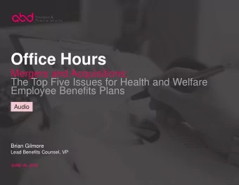 Office Hours  Mergers and Acquisitions:  The Top Five Issues for Health and Welfare  Employee