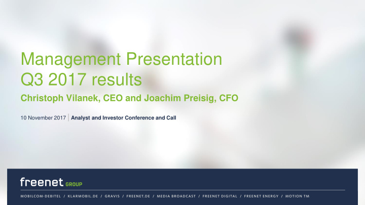 management presentation q3 2017 results