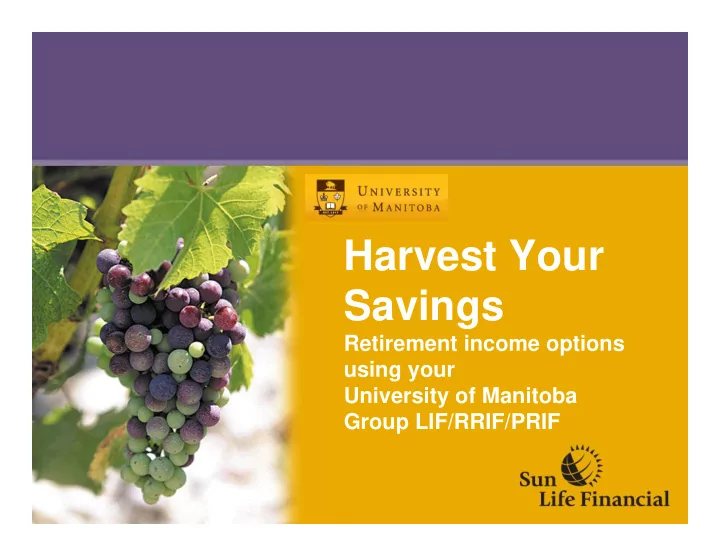 harvest your savings