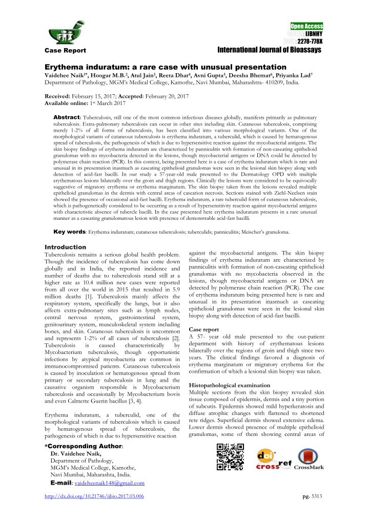 case report international journal of bioassays