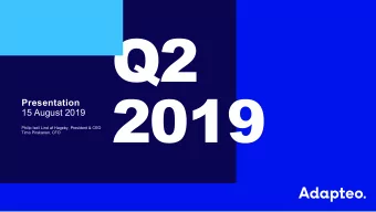 Q2  2019  Presentation  15 August 2019  Philip Isell Lind af Hageby, President &amp; CEO  Timo