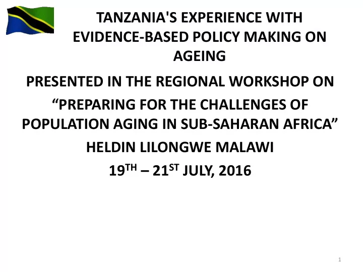 presented in the regional workshop on