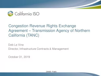 Agreement  Transmission Agency of Northern  California (TANC)  Deb Le Vine  Director,