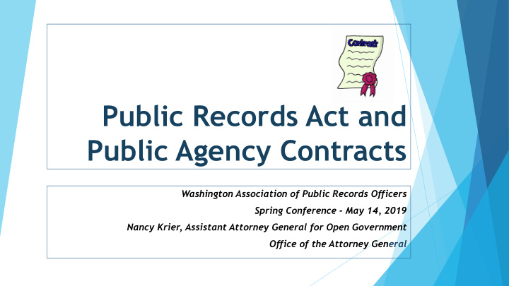 public records act and public agency contracts